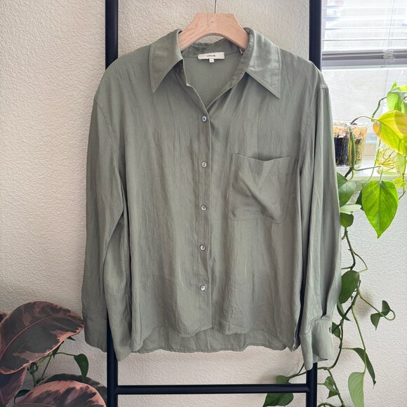 Vince Boxy Sage Green Button Up Size Small - Picture 1 of 6